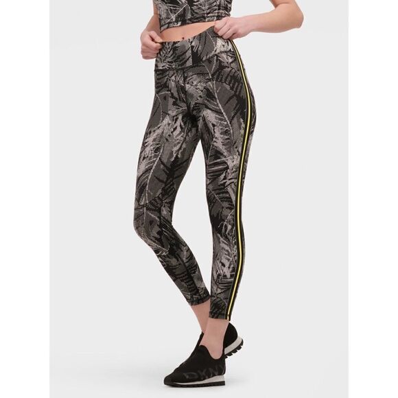 DKNY Sport Black Pixel Palm Print High-Waist Leggings Extra Small NWT - Picture 1 of 8